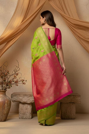 Dark Green Woven Art Silk Saree (ACA8957)