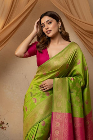 Dark Green Woven Art Silk Saree (ACA8957)