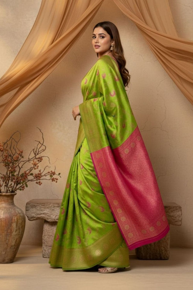 Dark Green Woven Art Silk Saree (ACA8957)