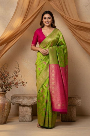 Dark Green Woven Art Silk Saree (ACA8957)
