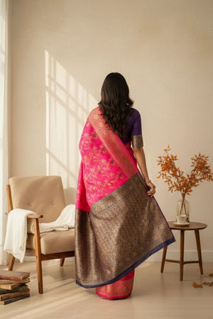 Pink Woven Art Silk Saree (ACA8958)