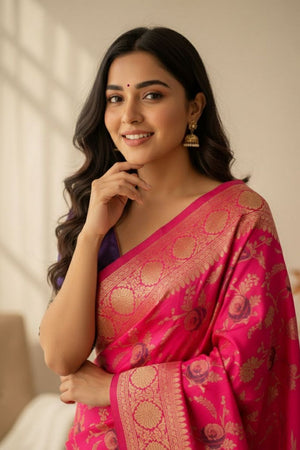 Pink Woven Art Silk Saree (ACA8958)