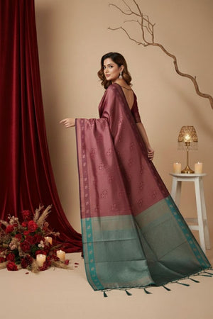 Maroon Woven Art Silk Saree (ACA8959)