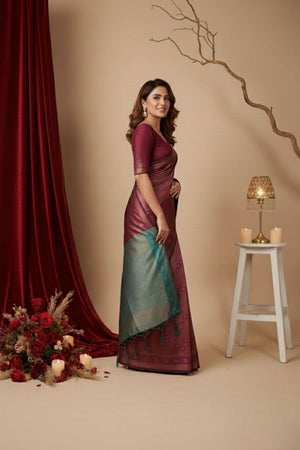 Maroon Woven Art Silk Saree (ACA8959)