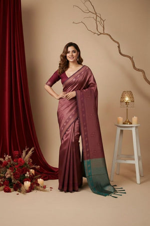 Maroon Woven Art Silk Saree (ACA8959)