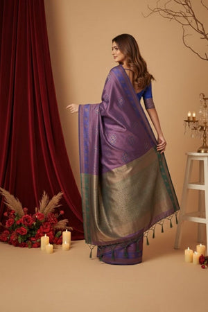 Purple Woven Art Silk Saree (ACA8960)