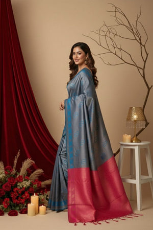 Turquoise Woven Art Silk Saree (ACA8961)