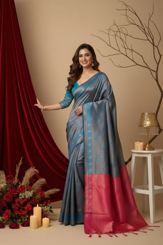 Turquoise Woven Art Silk Saree (ACA8961)