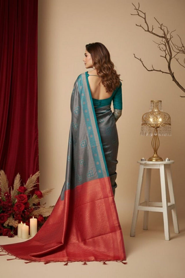Turquoise Woven Art Silk Saree (ACA8962)