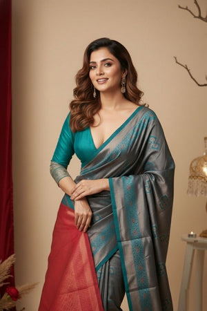 Turquoise Woven Art Silk Saree (ACA8962)