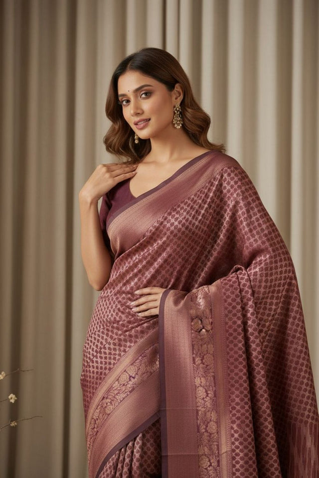 Brown Woven Art Silk Saree (ACA8963)