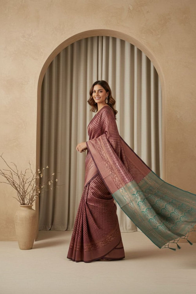 Brown Woven Art Silk Saree (ACA8963)