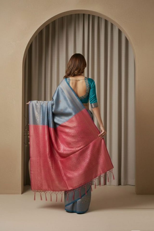 Turquoise Woven Art Silk Saree (ACA8965)