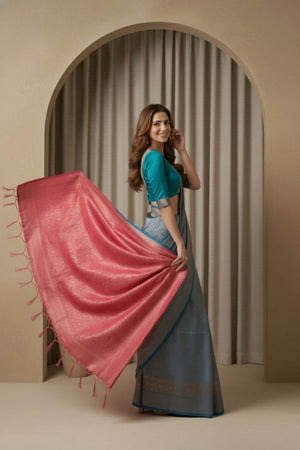 Turquoise Woven Art Silk Saree (ACA8965)