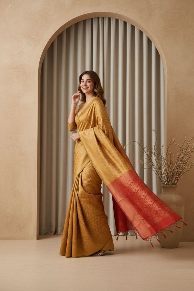Yellow Woven Art Silk Saree (ACA8966)