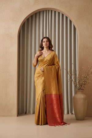 Yellow Woven Art Silk Saree (ACA8966)