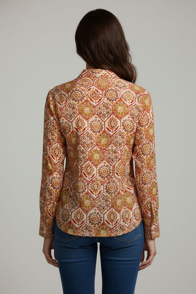 Multi Color Floral Printed Crepe Shirt (ACA8979)