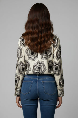 Black Printed Crepe Shirt (ACA8980)