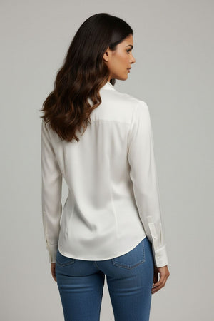 White Solid Satin Shirt (ACA8988)