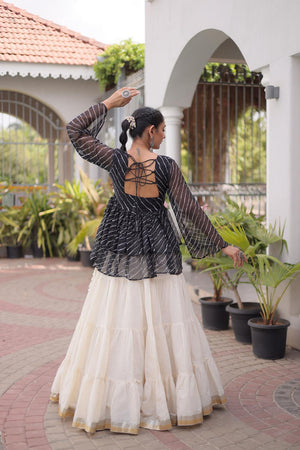 Off White Solid Cotton Lehenga (ACA9000)