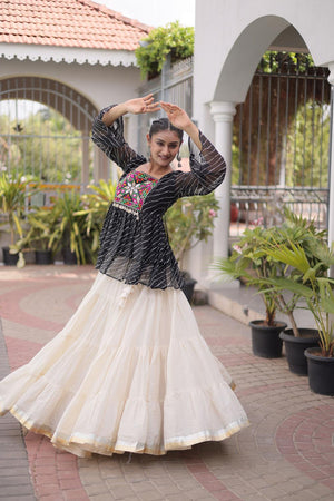 Off White Solid Cotton Lehenga (ACA9000)