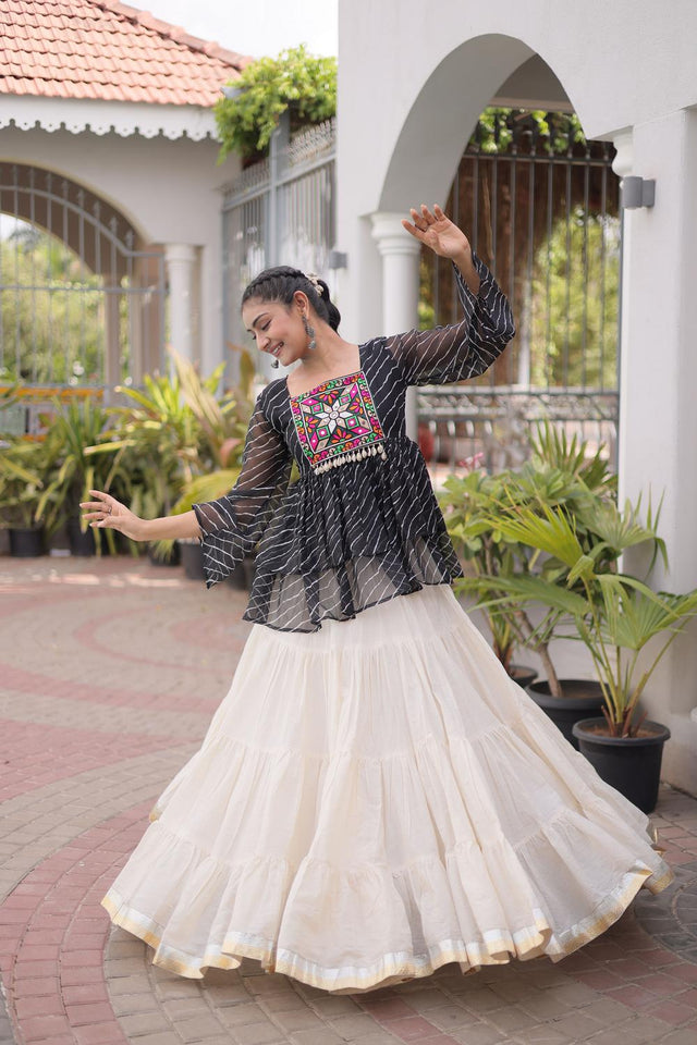 Off White Solid Cotton Lehenga (ACA9000)