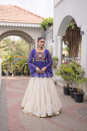 Off White Solid Cotton Lehenga (ACA9001)