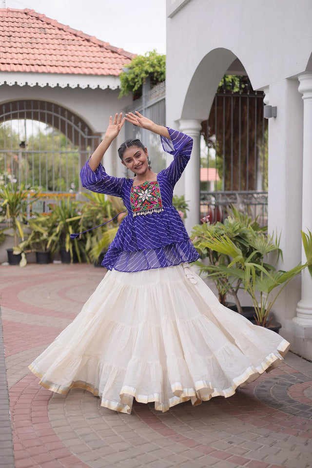 Off White Solid Cotton Lehenga (ACA9001)