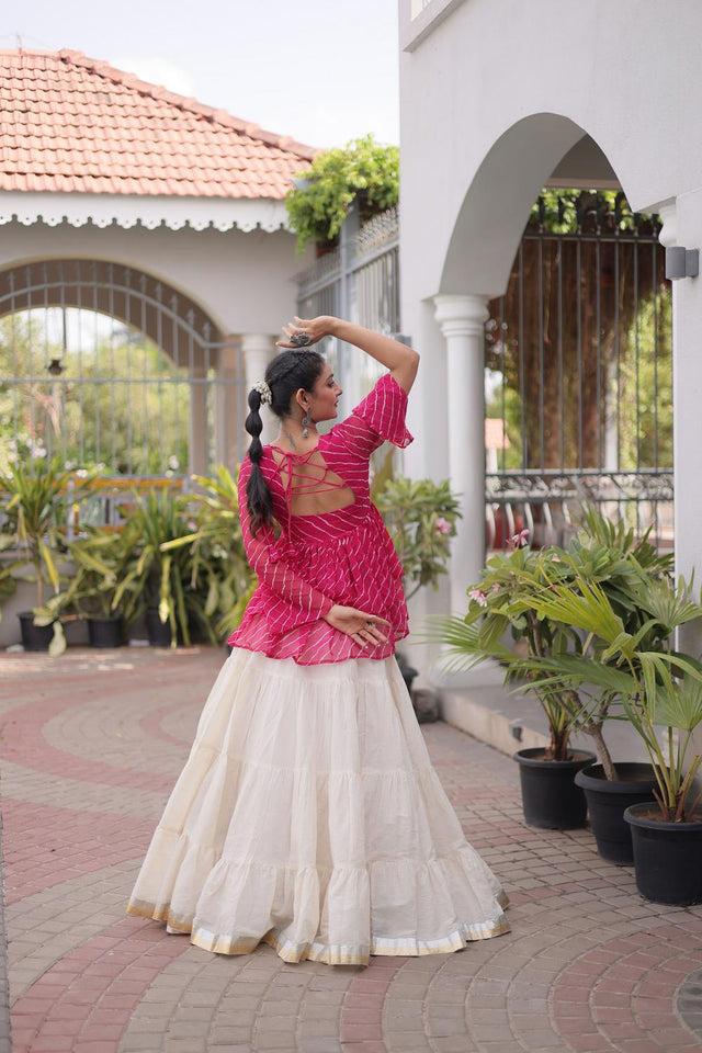 Off White Solid Cotton Lehenga (ACA9002)