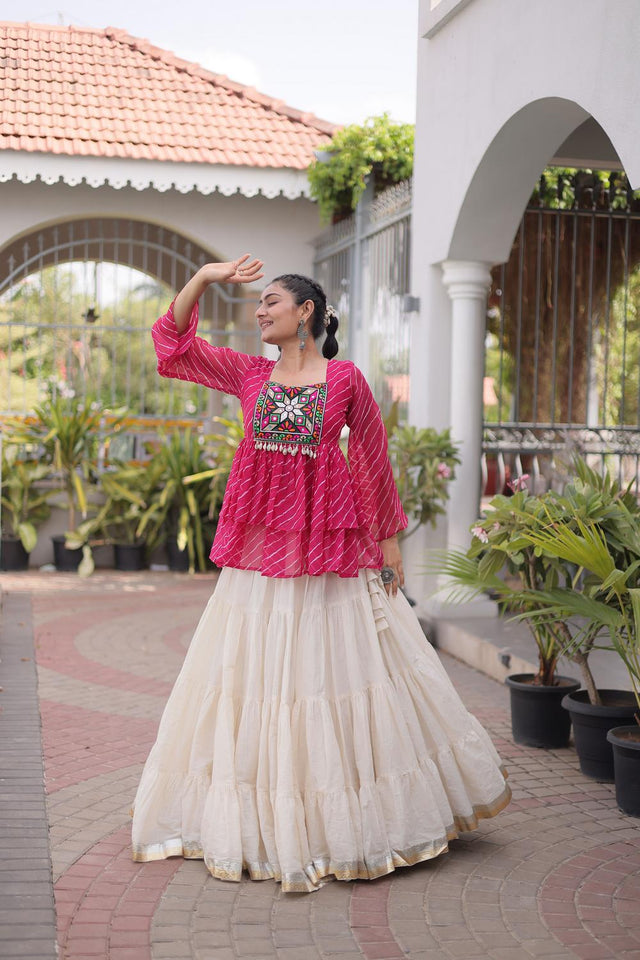 Off White Solid Cotton Lehenga (ACA9002)