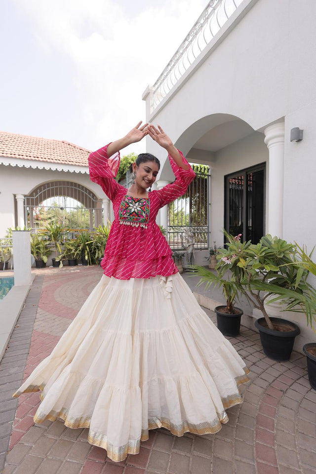 Off White Solid Cotton Lehenga (ACA9002)