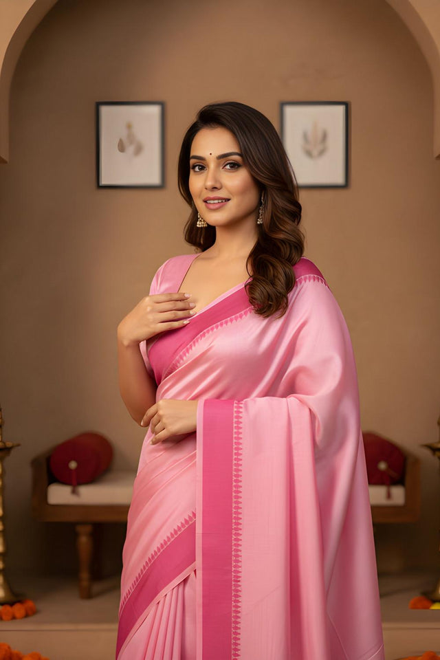 Pink Woven Silk Saree (ACA9049)