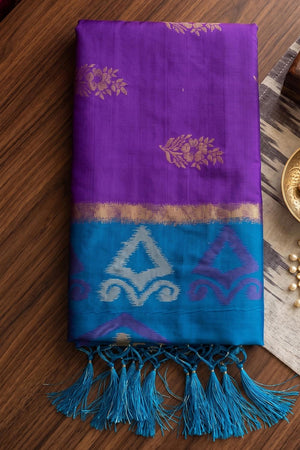 Purple Zari Woven Soft Silk Saree (ACA9060)