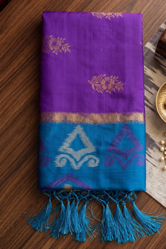Purple Zari Woven Soft Silk Saree (ACA9060)