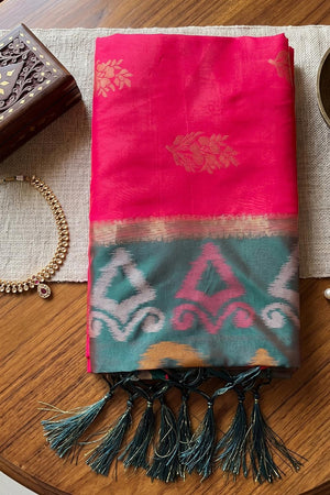 Pink Zari Woven Soft Silk Saree (ACA9061)