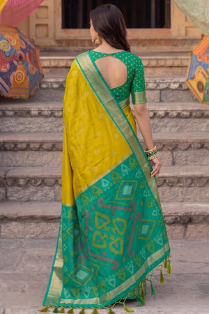 Mustard Zari Woven Soft Silk Saree (ACA9063)
