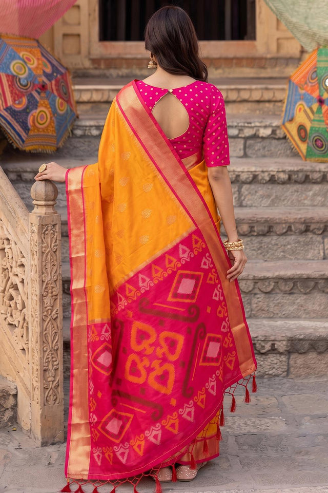 Orange Zari Woven Soft Silk Saree (ACA9066)