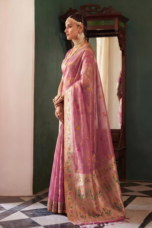 Pink Woven Silk Saree (ACA9067)