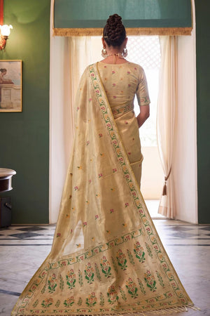 Beige Woven Silk Saree (ACA9068)