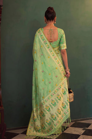 Green Woven Silk Saree (ACA9069)