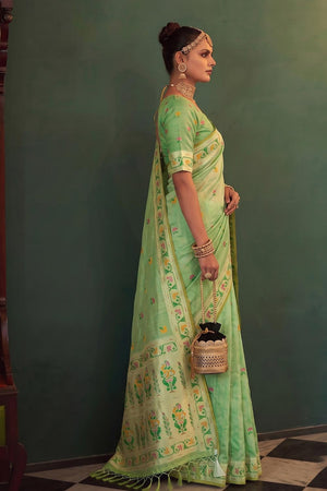 Green Woven Silk Saree (ACA9069)