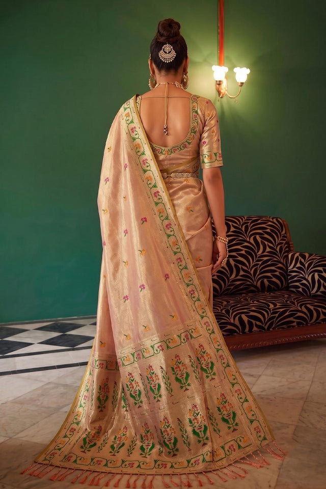 Peach Woven Silk Saree (ACA9072)