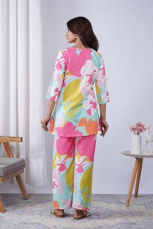 Multi Color Printed Rayon Co-Ord Set (ACA9073)