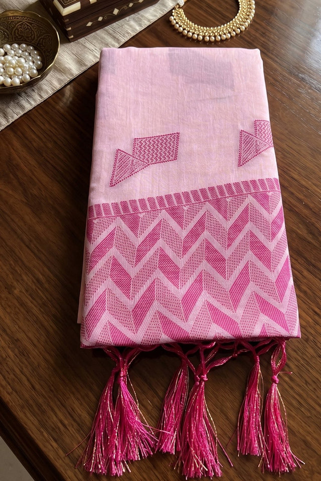 Pink Woven Linen Saree (ACA9084)