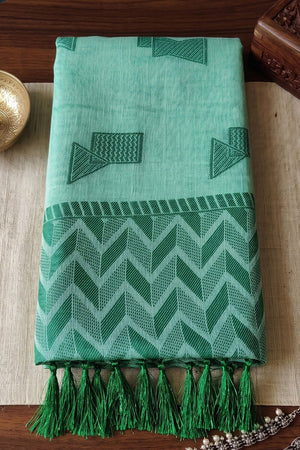 Green Woven Linen Saree (ACA9085)