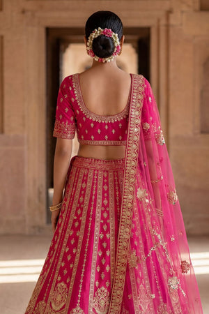 Pink Embroidered Silk Lehenga (ACA9091)