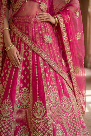 Pink Embroidered Silk Lehenga (ACA9091)