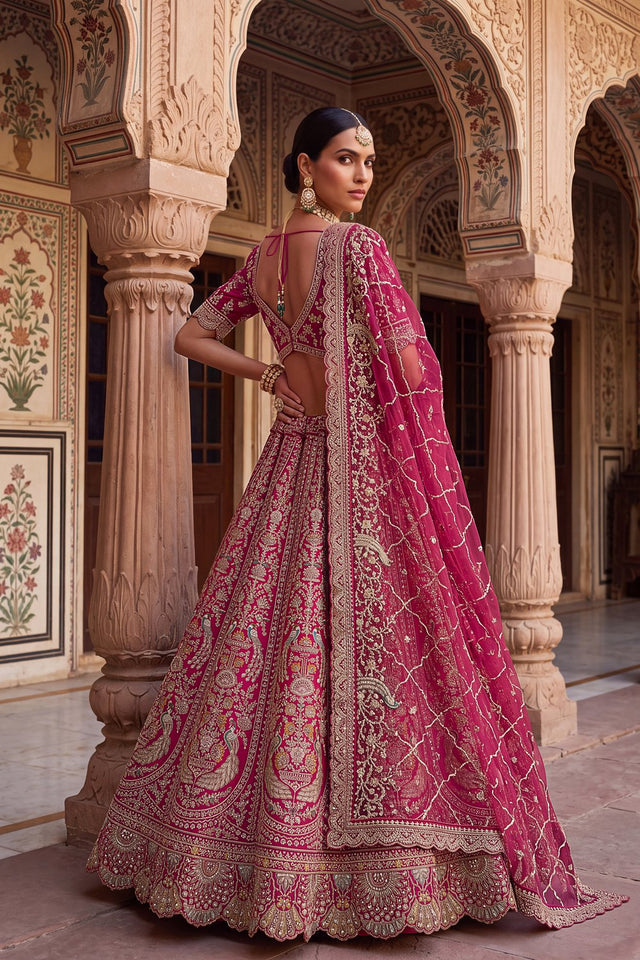 Pink Embroidered Silk Lehenga (ACA9096)