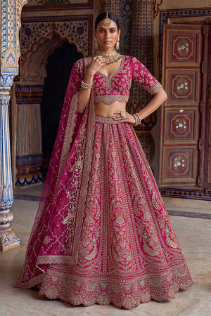 Pink Embroidered Silk Lehenga (ACA9096)