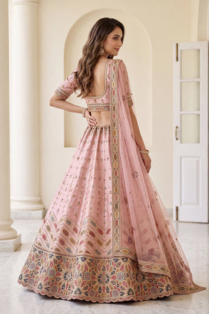 Pink Embroidered Silk Lehenga (ACA9097)